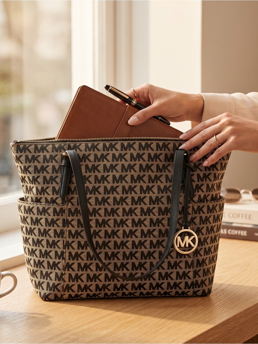 Michael Kors Jet Set Signature Jacquard Tote Bag,